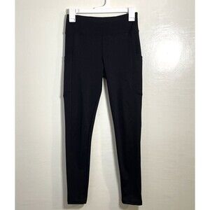 Shosho Women's Black Pull On Yoga Ankle Leggings Side Pockets Size Small